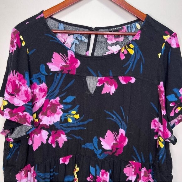 TORRID Floral Babydoll Tunic Top Size 3 - Picture 2 of 11